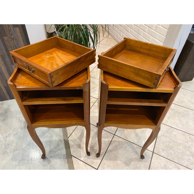 Louis XV Style Bedside Tables with Drawers and Niches, 1950s, Set of 2 For Sale - Image 6 of 18