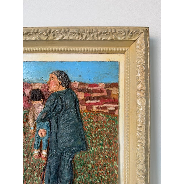 Wood 1970’s Vintage Figurative Abstract Heavy Impasto Oil Painting on Canvas Board, Framed For Sale - Image 7 of 11