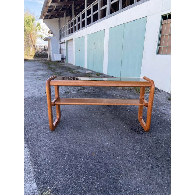 Wood 1980s Lou Hodges Style Oak and Glass Console Table For Sale - Image 7 of 12