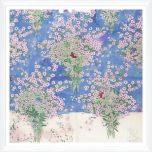 Papillons et Margeurites Art Print in White Frame by Paule Marrot