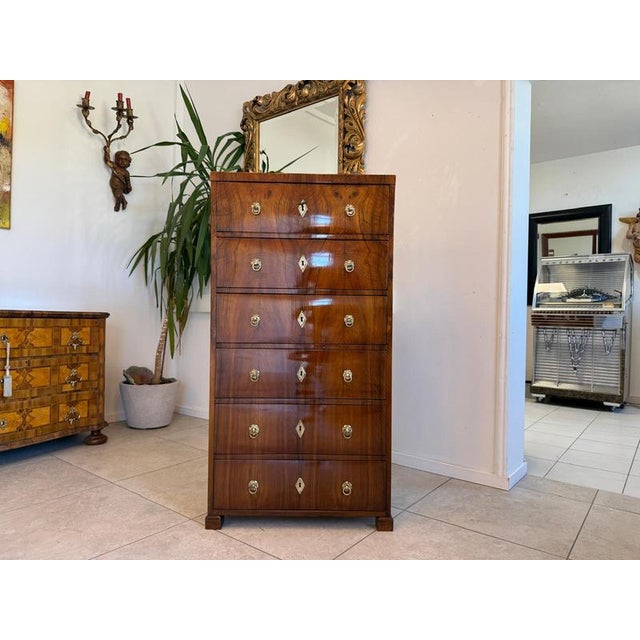 Biedermeier Week Dresser in Walnut For Sale - Image 10 of 16