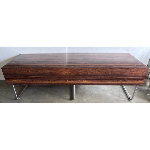 1960s Large Varnished Wood Executive Desk, in the Style of Florence Knoll For Sale - Image 5 of 12