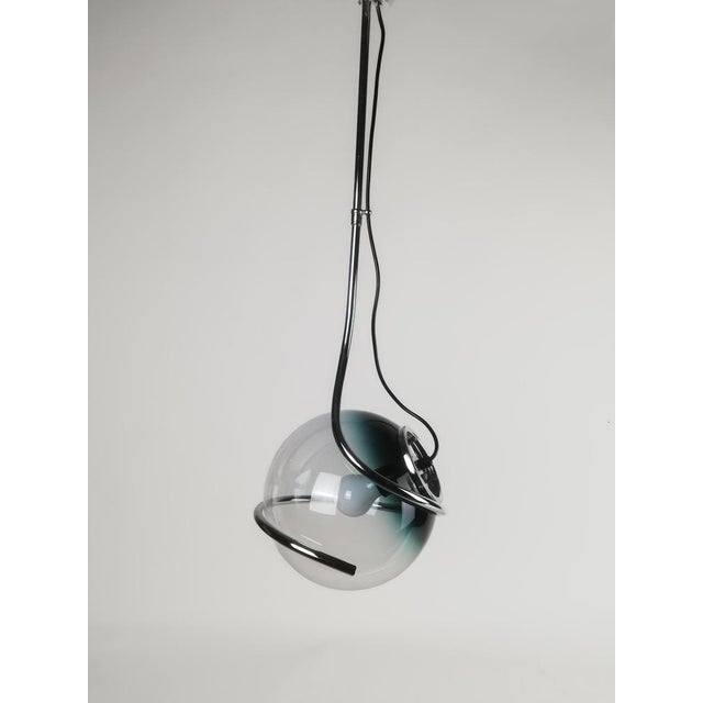 Space Age Pendant in Chrome and Murano Glass attributed to Fabio Lenci, 1970s For Sale - Image 9 of 18