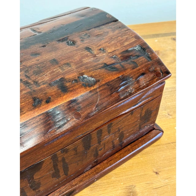 Vintage Distressed Wood Hinged Lid Box For Sale - Image 9 of 10