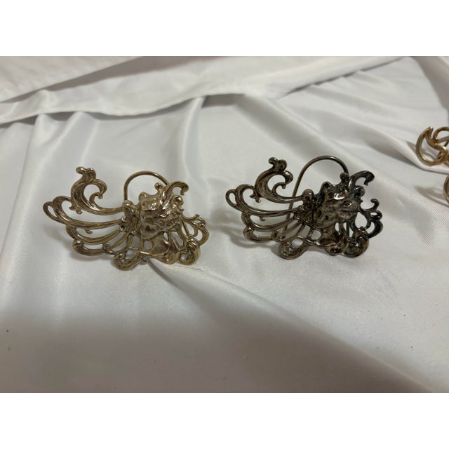 1910s Vintage Card Place Holders, Silver Plated Pewter - Set of 6 For Sale - Image 5 of 7