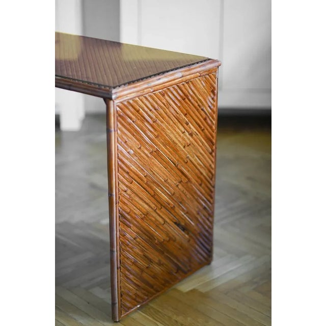 Bamboo Desk with Crystal Top For Sale - Image 6 of 10