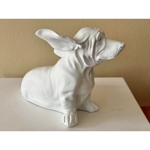 2000 - 2009 2000s Bassett Hound Dog Figure in Matte White For Sale - Image 5 of 9