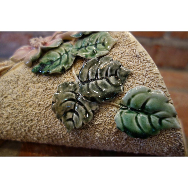 Antique French Majolica Barbotine Wall Pocket Flower Vase 19th Century Confetti For Sale - Image 12 of 13