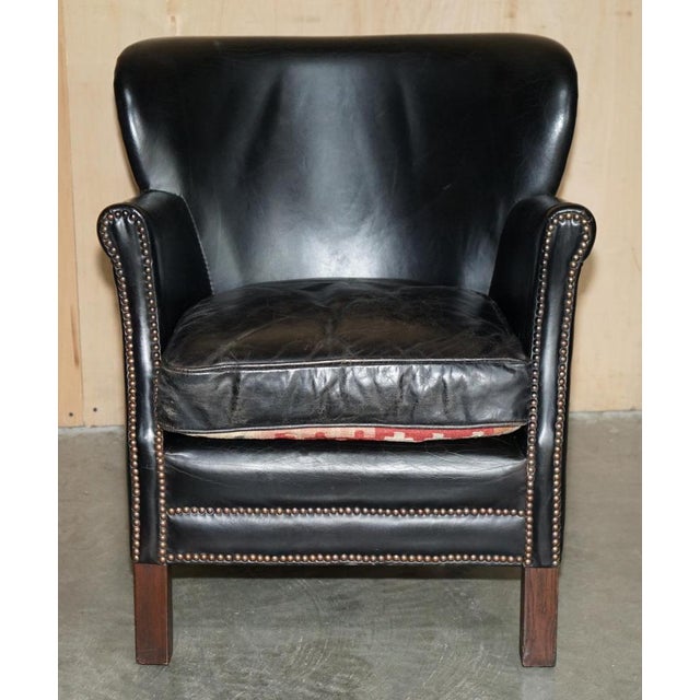 Black Little Professor Armchairs in Black Leather and Kilim Upholstery by Andrew Martin for Halo, Set of 2 For Sale - Image 8 of 18