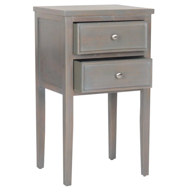 Inspired by the straightforward lines of Craftsman style, the nightstand in French grey elm wood is pretty and practical....