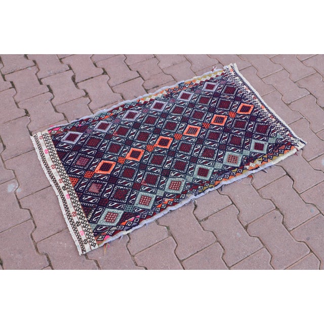 Size: 1.9 x 3.4 ft (58 X 106 cm) 22 x 41 inches Color: Orange,Burgundy,Blue,White Material: 100% Hand Spun Organic Wool...