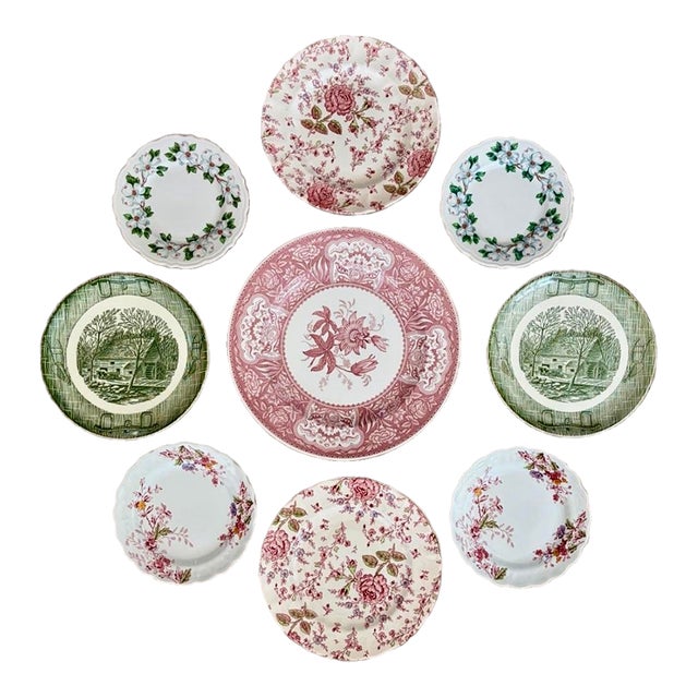 Vintage Ironstone Wall Plate Collection - Set of 9 Plates For Sale