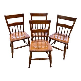 Vintage 1970s Whitney Antique 19th Century Inspired Windsor Chairs - Set of 4 For Sale