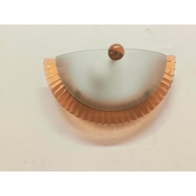 Wall Lamp with Salmon Murano Band, 1980s For Sale - Image 4 of 16