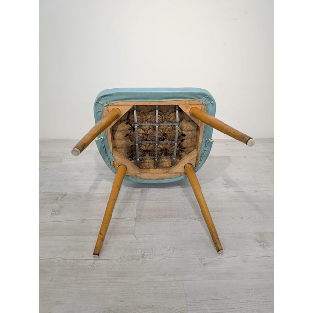 Vintage Blue Leather Armchair, 1950s For Sale - Image 13 of 14