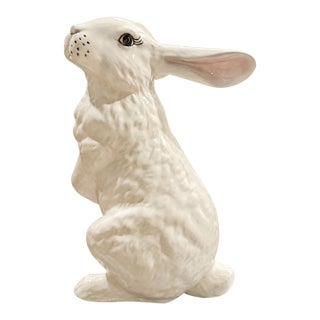 Large Vintage 1970s/1980s Standing White Ceramic Rabbit Figurine - 12 in Tall For Sale