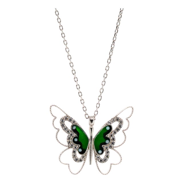 Abundance Green Butterfly Necklace For Sale