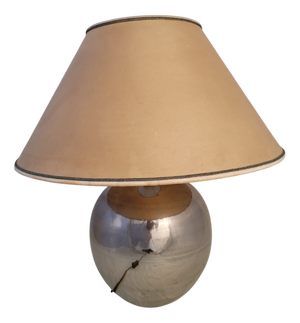 Vintage Silver-Plated Ceramic Table Lamp from La Bottega, 1980s