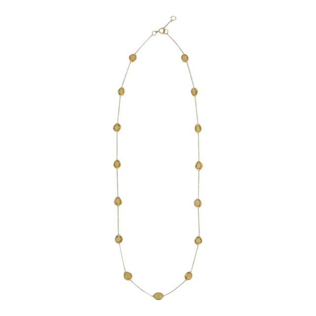 Modern Modern 8.25ct Yellow Sapphire 18k Gold Link Station Chain Necklace For Sale - Image 3 of 10