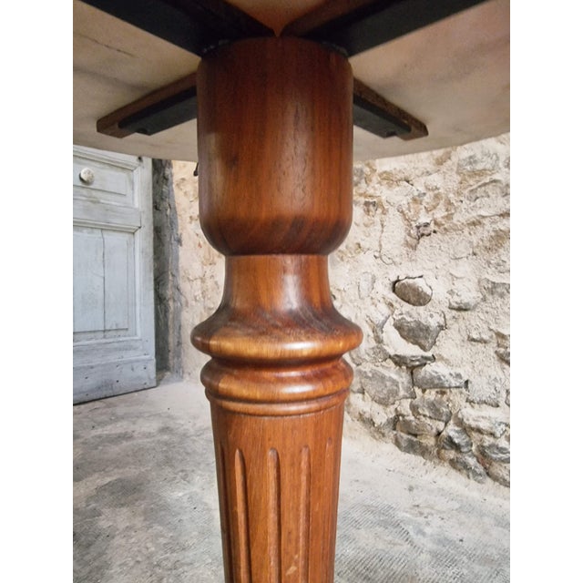 Vintage French Marble Bistro Table in Walnut, 1930s For Sale - Image 12 of 18