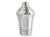 Early 20th century French silverplate cocktail shaker with streamlined Art Deco styling and stepped geometric detailing....