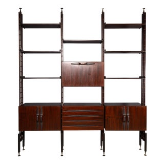 Vintage Italian Modular Hardwood Wall Cabinet by Franco Albini, 1950 For Sale