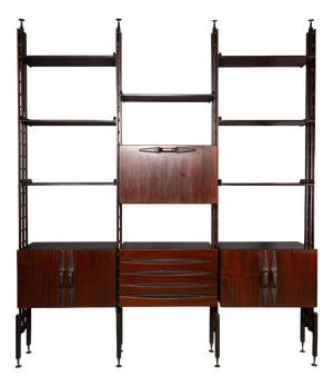 Vintage Italian Modular Hardwood Wall Cabinet by Franco Albini, 1950