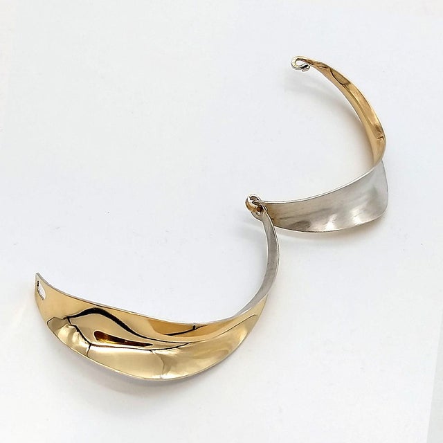 Vintage Gold & Silver Linking Bangle, Gerhard Herbst Studio Bracelet For Sale - Image 4 of 7