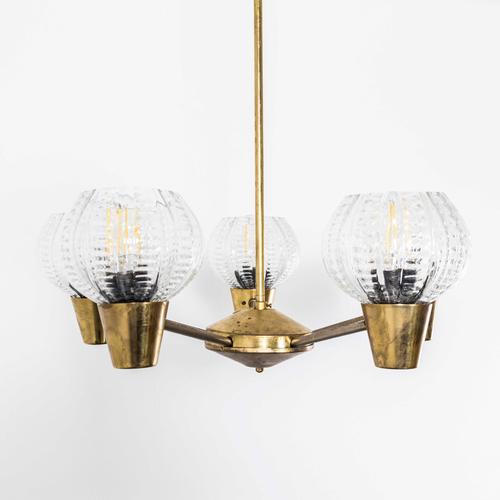 Prismatic Crystal 5-Light Chandelier, 1950s For Sale - Image 6 of 8