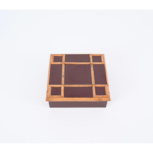 1980s Italian Bakelite and Bamboo Square Decorative Box by Tommaso Barbi, 1980s For Sale - Image 5 of 16