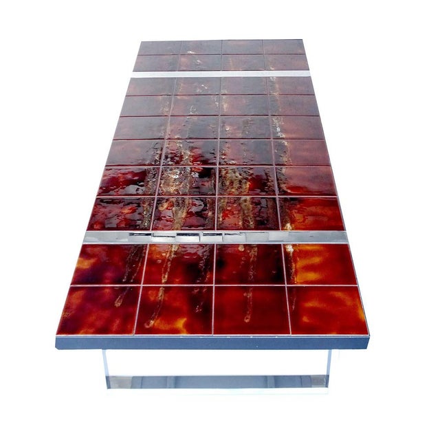 Silver Large Vintage Space Age Ceramic Tiles Table from Belarti For Sale - Image 8 of 14