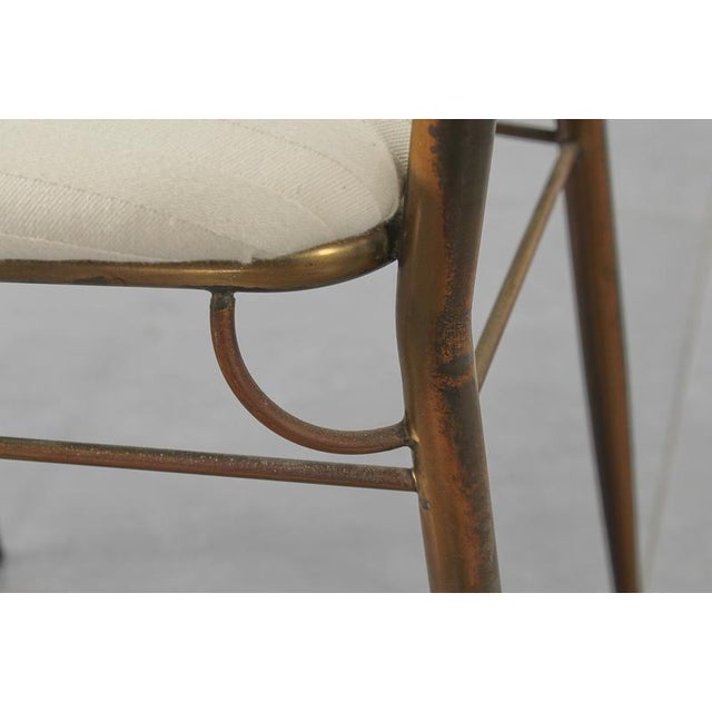 Mid-Century Brass, Metal and White Fabric High-Backed Chairs, Italy, 1950s, Set of 2 For Sale - Image 15 of 18