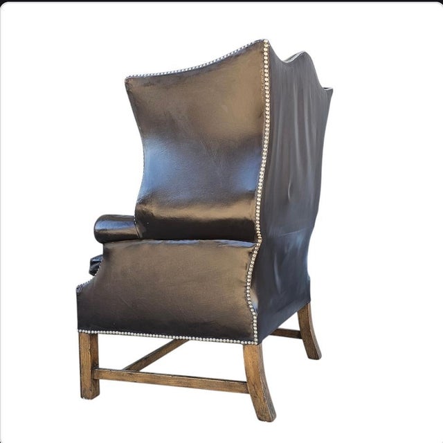 1960s Vintage Rose Tarlow Style Leather Wingback Armchair, Circa 1960 For Sale - Image 5 of 12