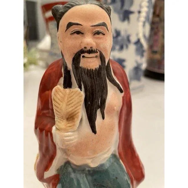 Chinese Antique Chinese Export Collector’s Polychrome Figure For Sale - Image 3 of 9