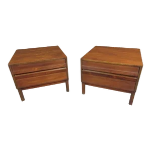 Mid 20th Century Vintage American of Martinsville Walnut End Tables - a Pair