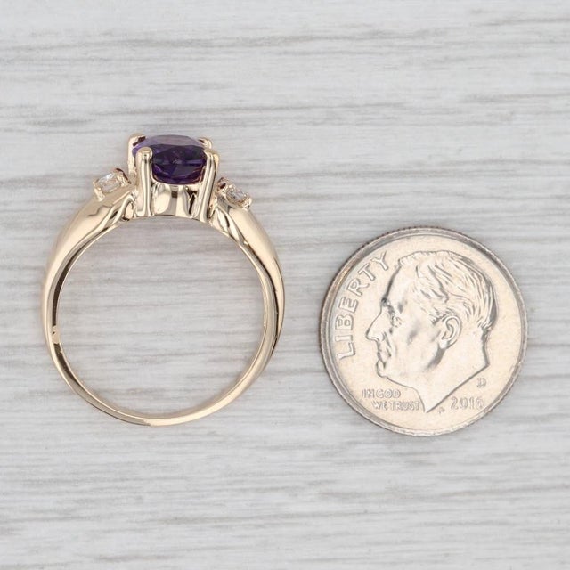 Gemstone 1.66ctw Oval Amethyst Diamond Ring 14k Yellow Gold Size 7.25 For Sale - Image 7 of 7