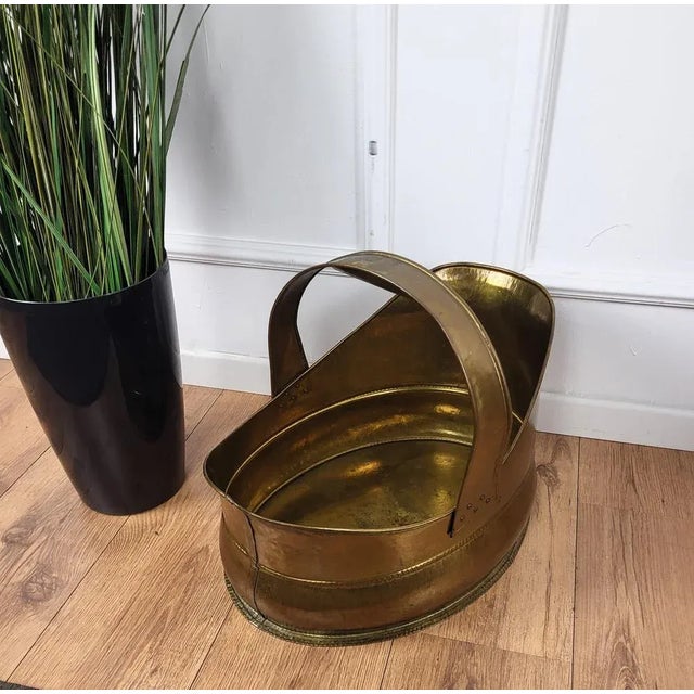 Italian Gilt Brass Bronze Fireplace Wood Log Holder Rack by Milo Baughman, 1970s For Sale - Image 6 of 7