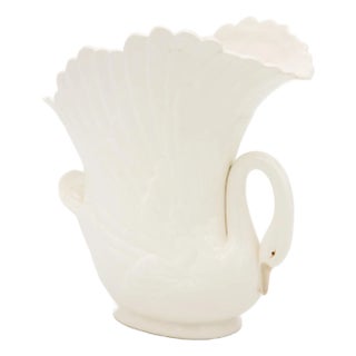 Oval Ceramic Bisque Swan Vase, Usa Late 20th C. For Sale