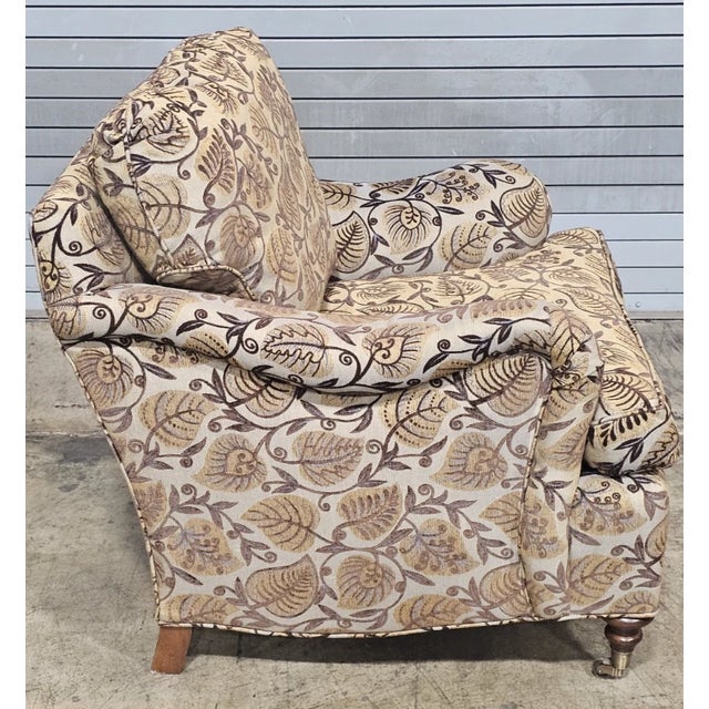 Late 20th Century Late 20th Century Stickley Lounge Arm Chair With Matching Ottoman Footstool Needlepoint Fabric For Sale - Image 5 of 16