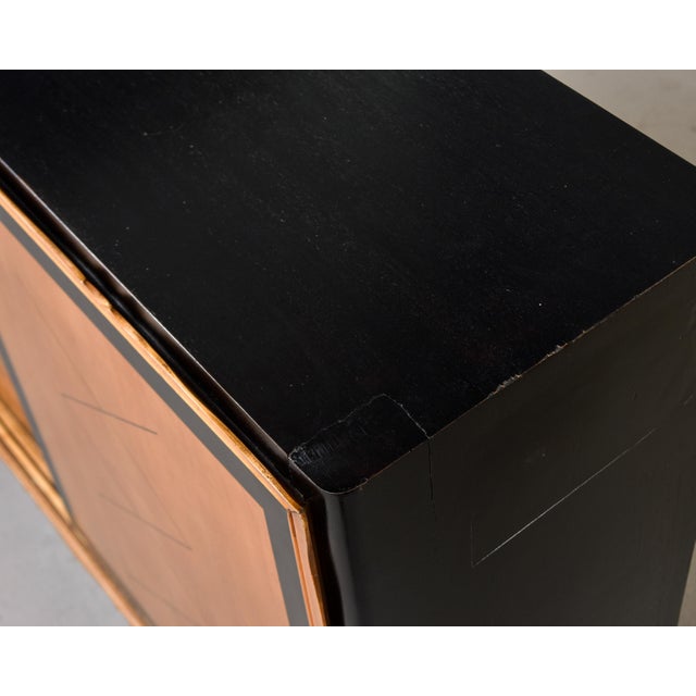 Cinnamon Mid-Century Italian Ebonized and Beech Sliding-Door Cabinet For Sale - Image 8 of 11