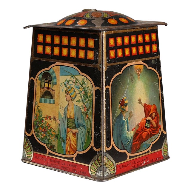 Antique Art Nouveau Tin Box by De Beuckerlaer, 1890s For Sale