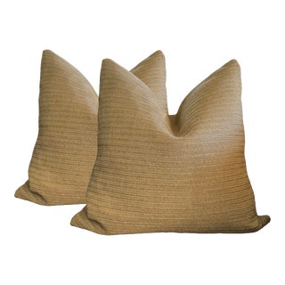 Rattan Jute Sofa Pillows - a Pair For Sale