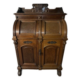 19th Century Antique Wooton Patent Secretary Desk in Burl Walnut For Sale