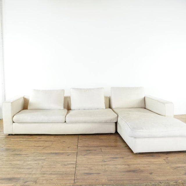 Camerich Mid Century Modern Style White Upholstered Sectional Sofa