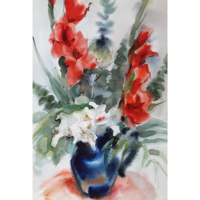Contemporary Eve Nethercott, Vase of Flowers (P3.20), Watercolor on Paper For Sale - Image 3 of 3