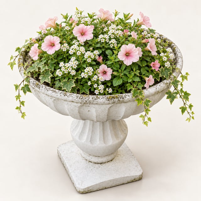 Antique Stone Flower Cup Planter, 1990s For Sale - Image 6 of 8