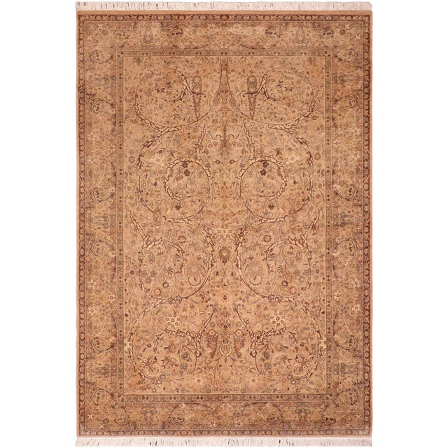 Shabby Chic 1990's Pak-Persian Taupe/Brown Wool Rug - 6'1'' X 9'10'' For Sale - Image 9 of 9