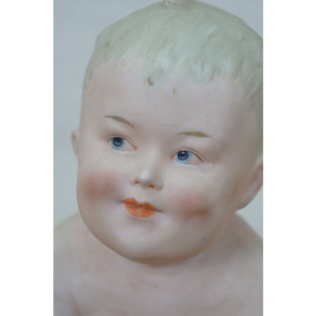 Late 19th Century Antique German Gebruder Heubach Bisque Piano Baby Figurine Statue 9" For Sale - Image 5 of 16