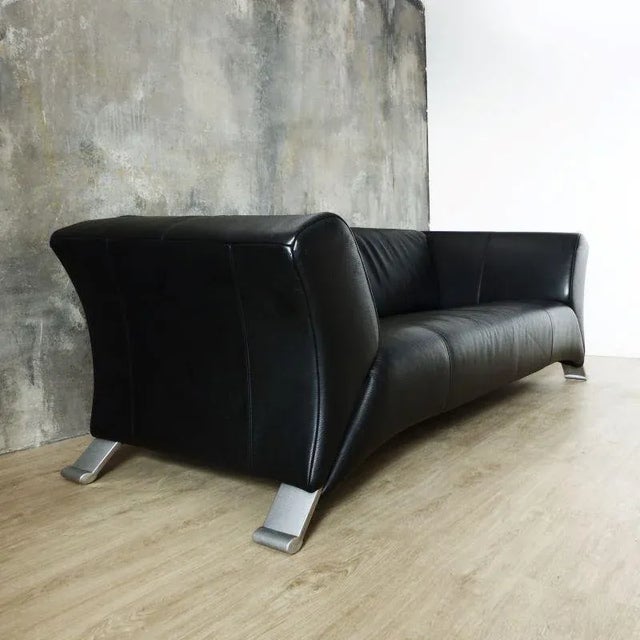 Black Black Leather 3-Seat Sofa by Rolf Benz, 2000s For Sale - Image 8 of 9