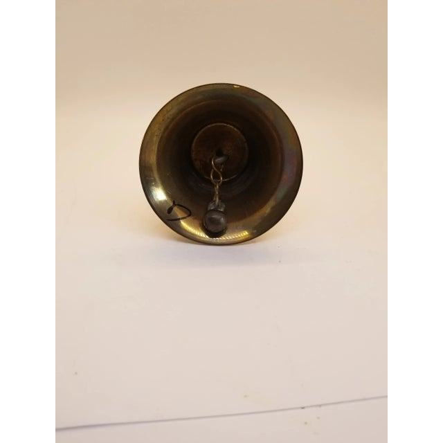 Mid-Century Modern Vintage Brass Metal Hand Bell Owl Figurine Handle, Made England For Sale - Image 3 of 5